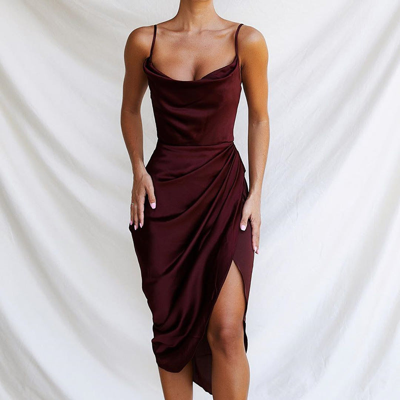Satin Split Dress | Slim Fit Sleeveles | noémi