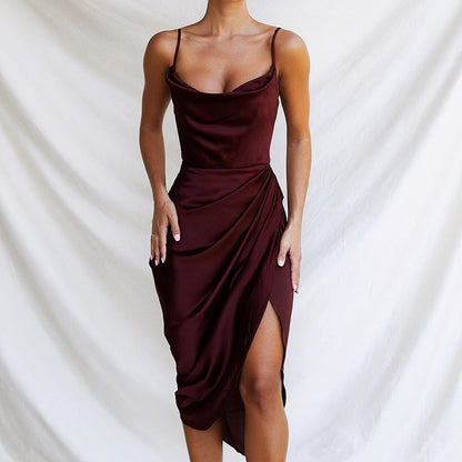 Satin Split Dress | Slim Fit Sleeveles | noémi