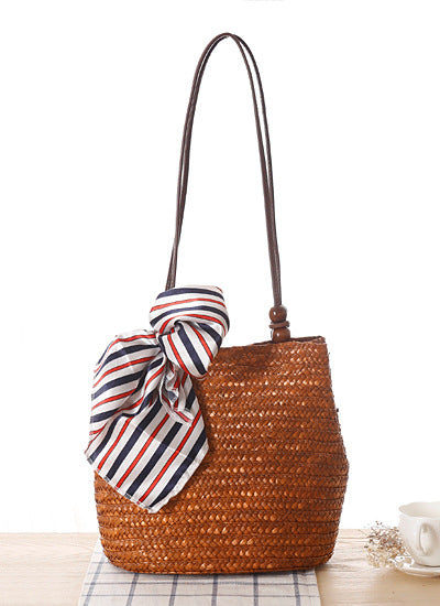 Woven Straw Shoulder Bag | Summer Beach Tote with Long Strap | noémi