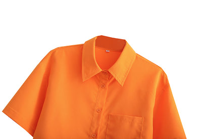 Womens Two Piece Short Sleeve Shirt Skirt Set | noémi