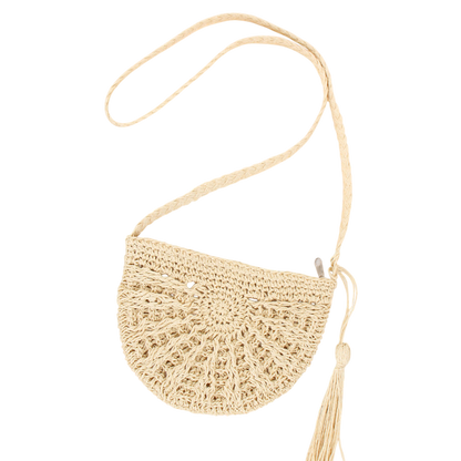 Brown Straw Cross‑Body Bag – Hand‑Woven Seaside Vacation Tote | noémi