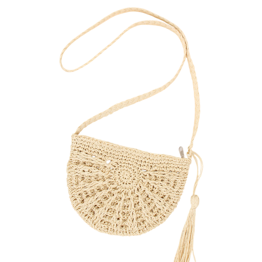 Brown Straw Cross‑Body Bag – Hand‑Woven Seaside Vacation Tote | noémi