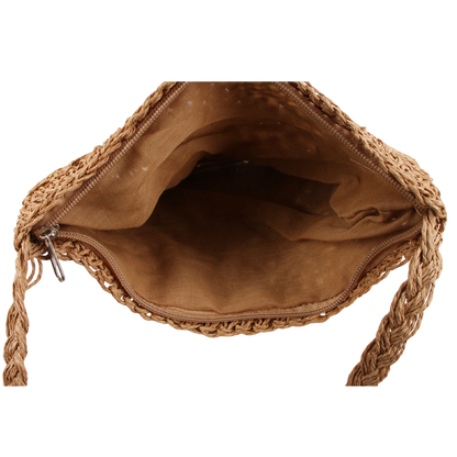 Brown Straw Cross‑Body Bag – Hand‑Woven Seaside Vacation Tote | noémi