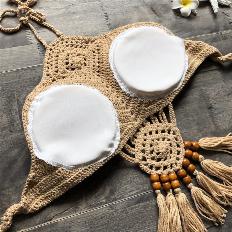 Knitted Lace Up Cutout Bikini with Hollow Design Two Piece Swimsuit for Women | noémi