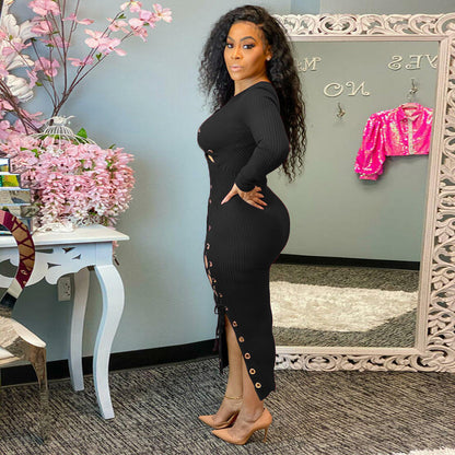 Womens Strappy Cutout Sunken Stripe Bodycon Dress | noémi