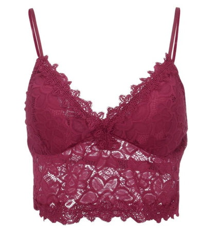 Hollow Out Lace Wireless Triangle Cup Bra with Thin Straps Backless Design | noémi