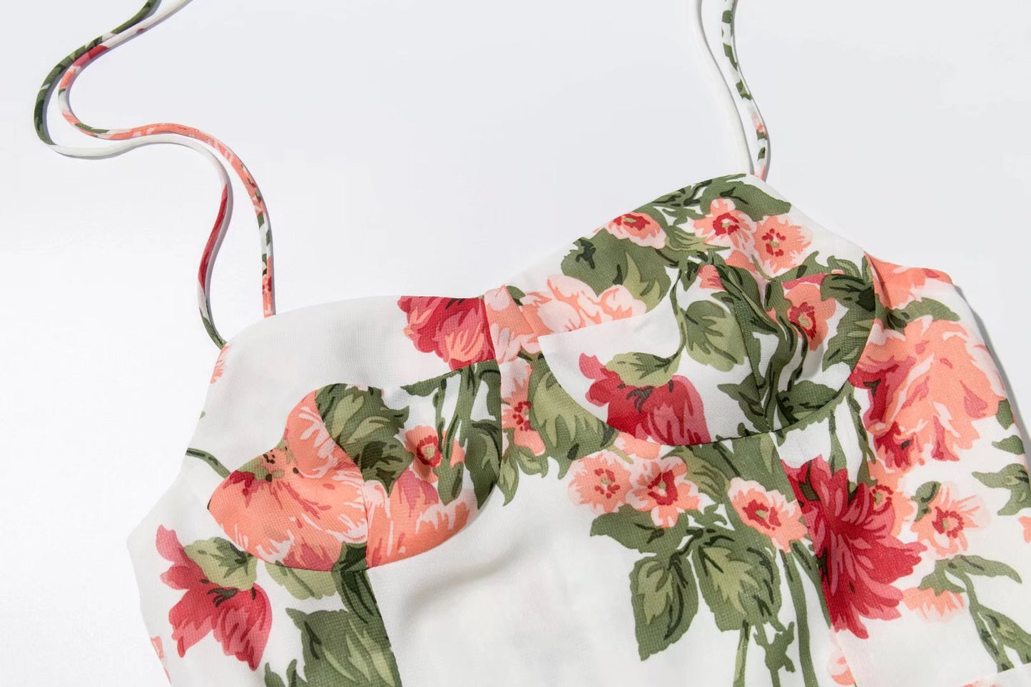 Floral Lace Up Strap A Line Mid Length Dress | noémi