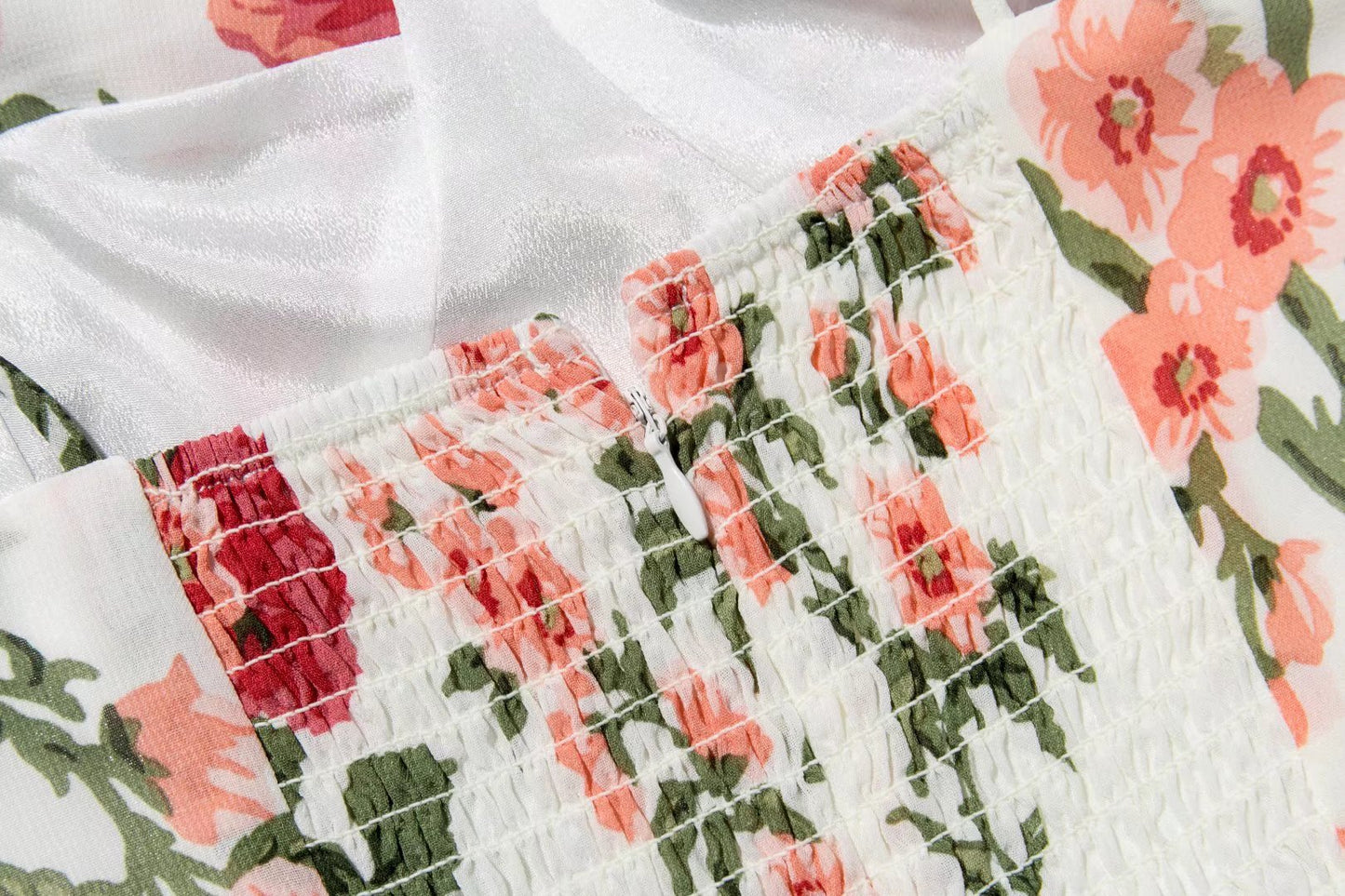 Floral Lace Up Strap A Line Mid Length Dress | noémi