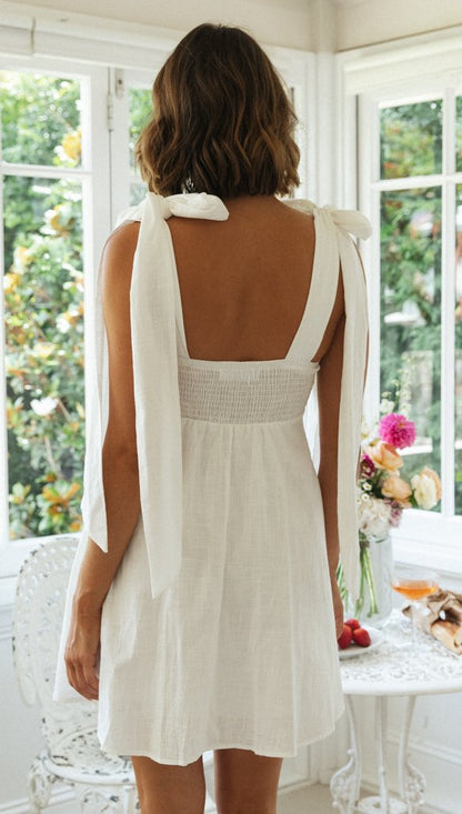 Womens Slim Fit Mini Dress with Shoulder Bow Tie Straps Lace Up | noémi