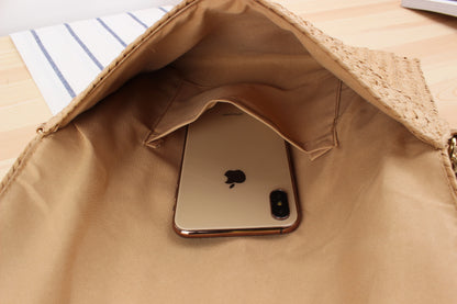 Handmade Straw Shoulder Bag | Woven Paper Braid Beach Purse with Magnetic Closure | noémi