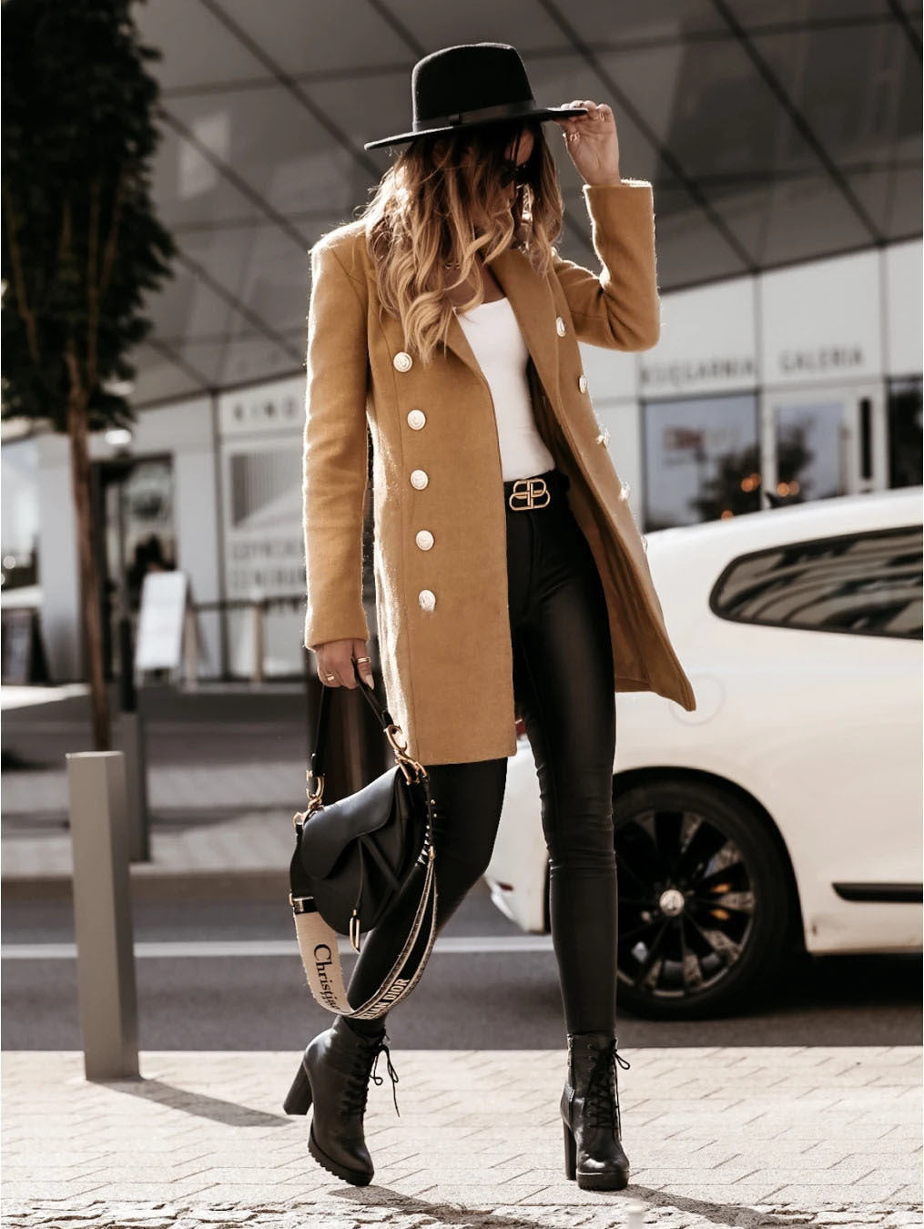 Womens Double Breasted Woolen Overcoat | Long Blazer Coat | noémi