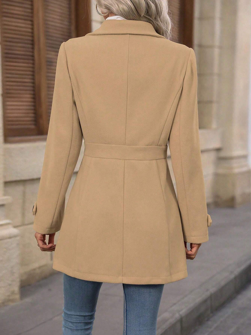 Wool Blend Trench Coat for Women | Slim Fit, Double Breasted | noémi