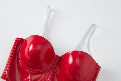 Womens Faux Leather Sling Shapewear Vest | noémi