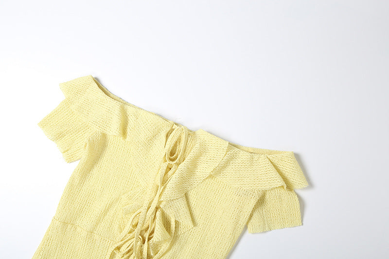 Fall Off Shoulder Ruffle Mini Dress | Lace Up, Slim Fit | noémi