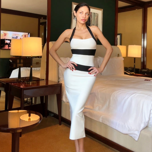 Summer Halter Dress | Slim Fit Color Block Sheath for Women | noémi