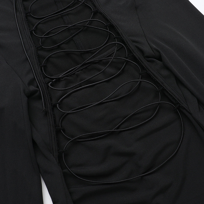 Hollow Out Cutout Waist Tie Long Sleeve Sheath Dress | noémi