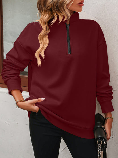 Womens Fleece Half Zip Pullover | Long Sleeve Sweatshirt | noémi