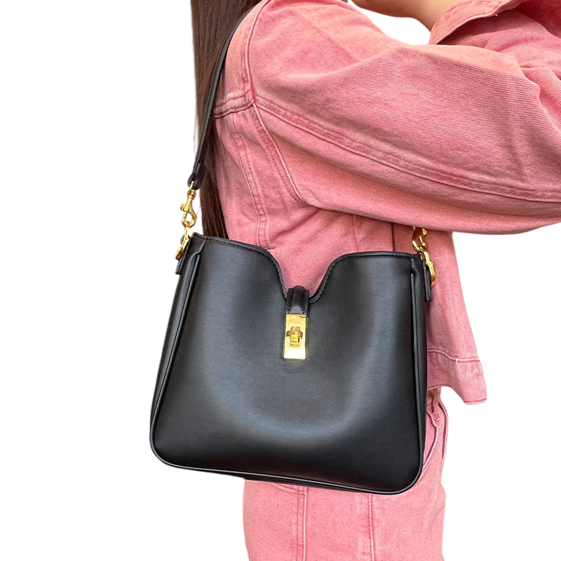 Faux-Leather Shoulder Tote Bag – Large-Capacity Under-Arm Office Carryall, Golden Brown | noémi
