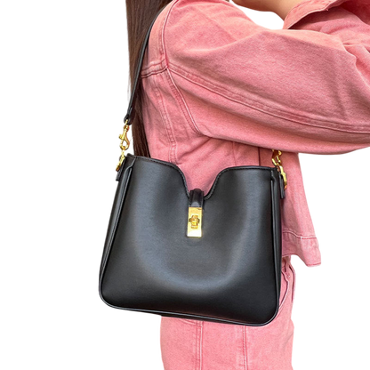 Faux-Leather Shoulder Tote Bag – Large-Capacity Under-Arm Office Carryall, Golden Brown | noémi