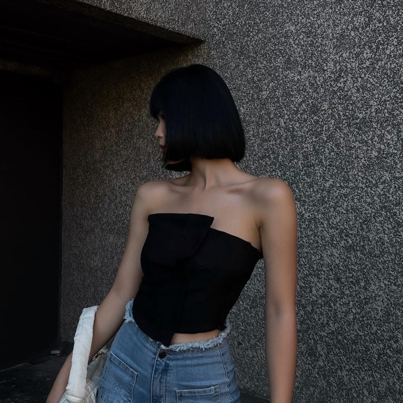 Womens Two Piece Patchwork Tube Top | Off Shoulder, Sleeveless Summer Vest | noémi