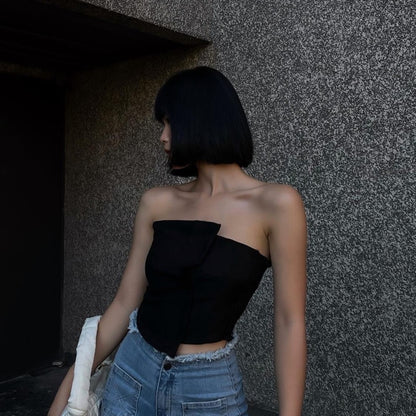 Womens Two Piece Patchwork Tube Top | Off Shoulder, Sleeveless Summer Vest | noémi