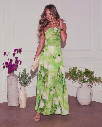 Womens Floral Spaghetti Strap Maxi Dress | noémi