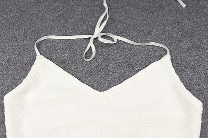 Low Cut VNeck Hollow Out Backless Lace Up Midi Dress for Women | noémi