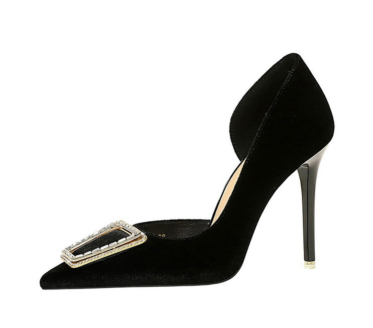 Women’s Stiletto Heels | Pointed Toe, Suede Finish, Metal Buckle | noémi