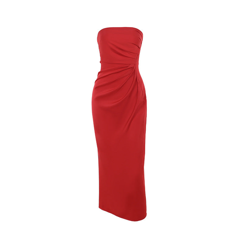 Satin Tube Dress | Slim Fit Strapless Bodycon | noémi
