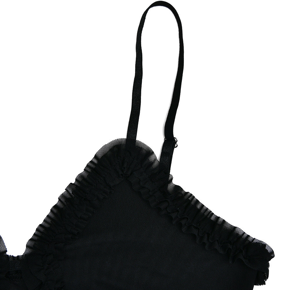 Womens Backless Mesh Splice Sling Mini Dress | noémi