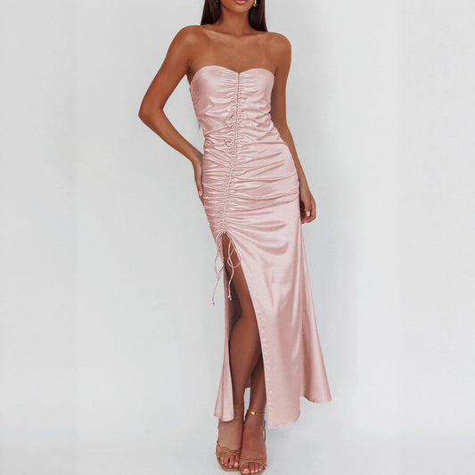 Tube Top Dress with Side Slit Hip Wrapped | noémi