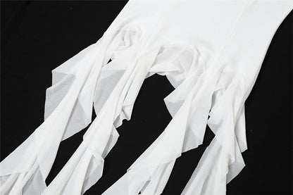 Off Shoulder Tassel Tube Top | White Strapless Vest | noémi