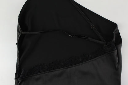 Slim Fit Backless Dress | Diagonal Collar Long Length | noémi