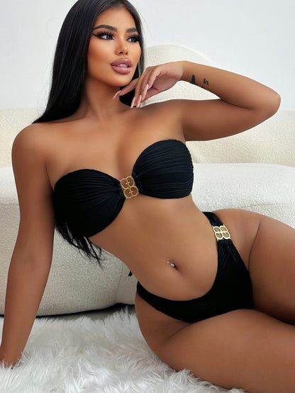 Tube Top Split Swimsuit with Tether Detail | noémi