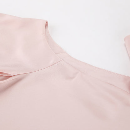 Satin Collar Strapless Long Sleeve Shirt | noémi
