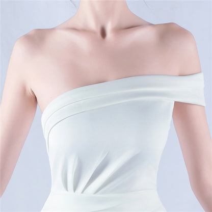 Satin Off Shoulder Dress with Sleek Silhouette | noémi