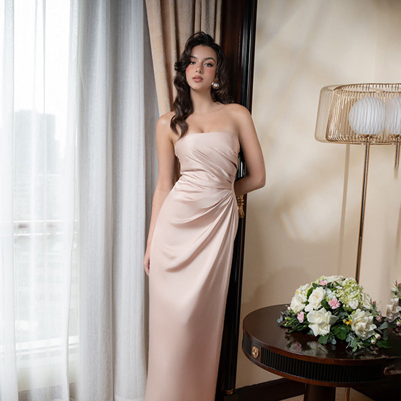 Satin Tube Dress | Slim Fit Strapless Bodycon | noémi