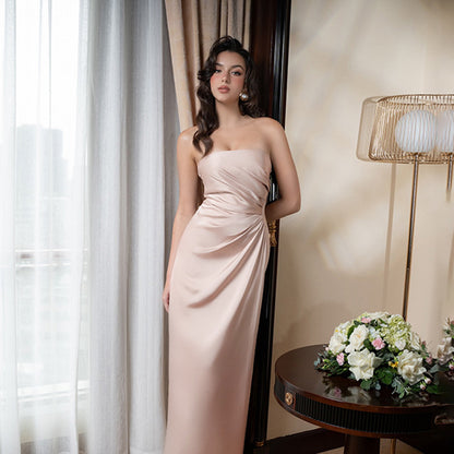 Satin Tube Dress | Slim Fit Strapless Bodycon | noémi