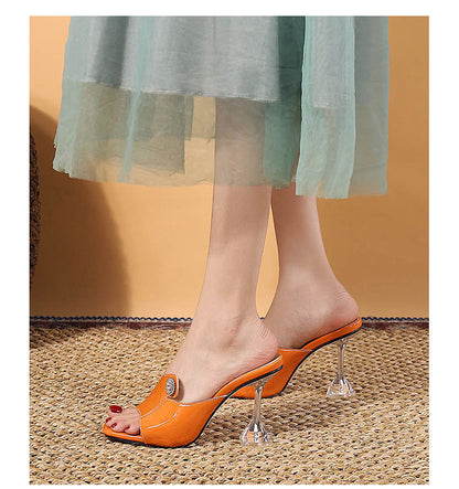 Peep Toe Rhinestone Heels | Cutout Chunky Sandals for Women | noémi