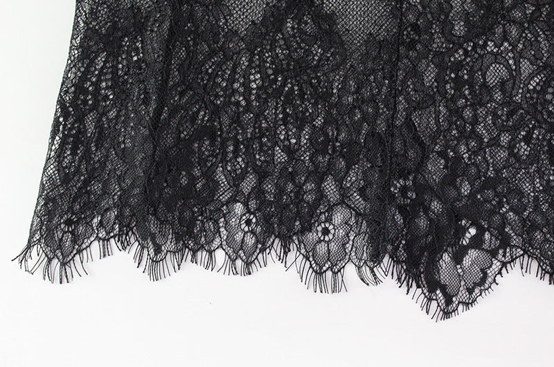 Womens Lace VNeck Bodycon Dress | Sheer Slim Fit Midi with Long Sleeves | noémi