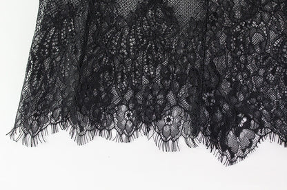 Womens Lace VNeck Bodycon Dress | Sheer Slim Fit Midi with Long Sleeves | noémi