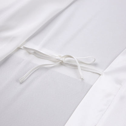 Satin Feather Robe | White Bridal Dressing Gown with Fluffy Cuff Detail | noémi