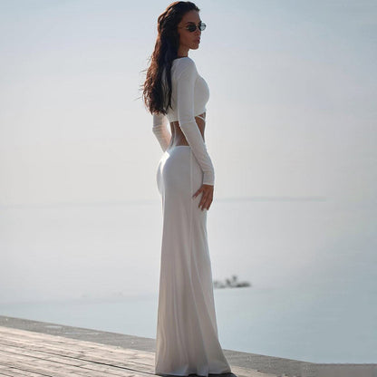 Womens Cutout Off Shoulder Slim Fit Long Sleeve Dress | noémi