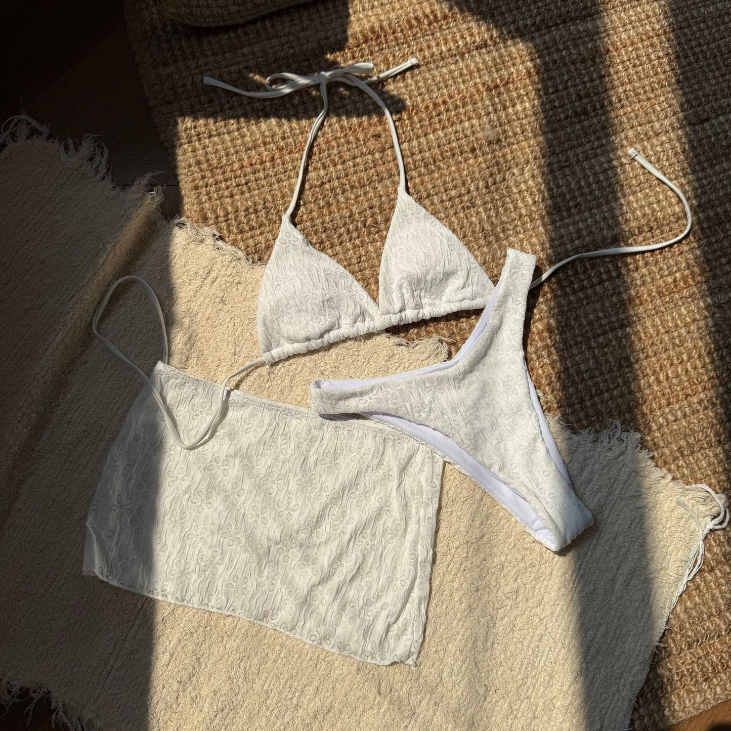 Womens Lace Skirt Split Three Piece Bikini Swimsuit Set | noémi