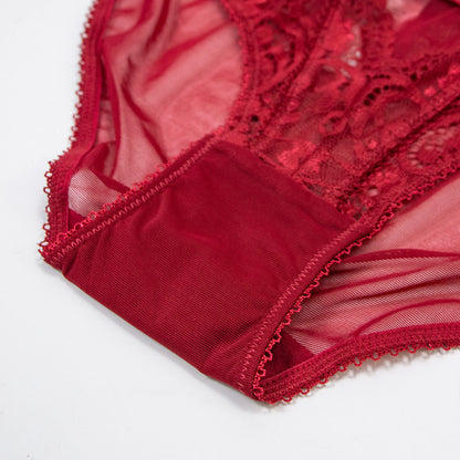 Red Lace Ultra Thin Transparent Briefs with Cotton Crotch Comfort | noémi