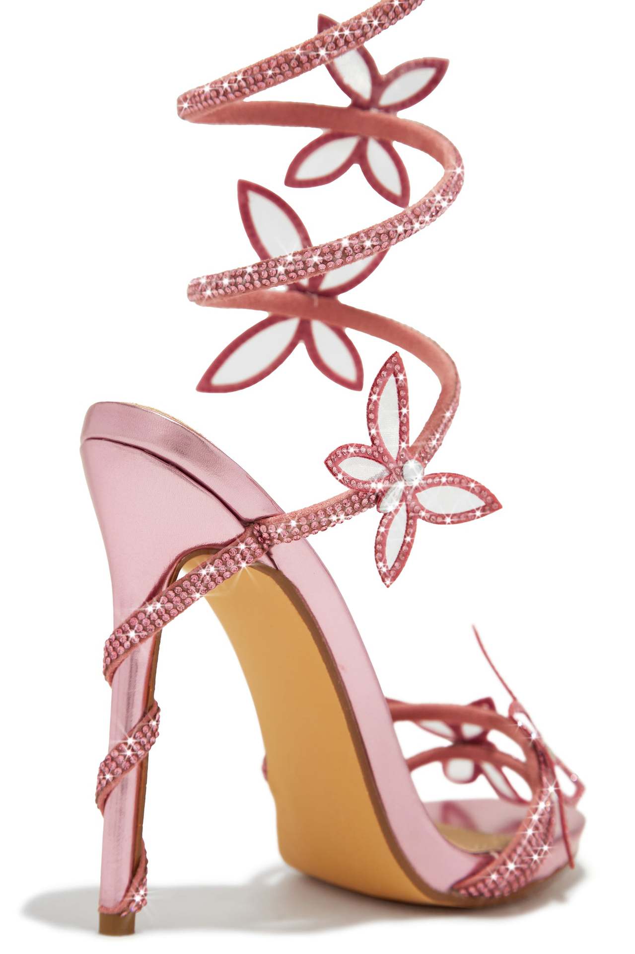 Butterfly Lace Up Heels | Crystal Embellished, Stiletto Sandals | noémi