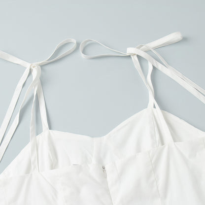 Womens Cotton Sling Balloon Dress with Slim Waist Bubble Hem | noémi