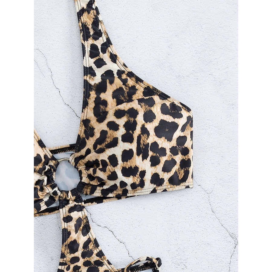 Leopard Print One Piece Spaghetti Strap Design Swimsuit for Women | noémi