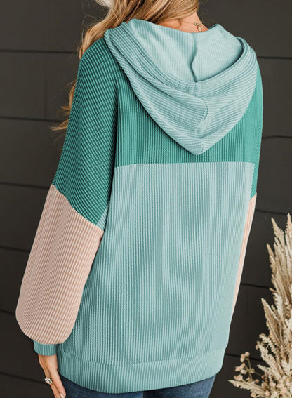 Colorblock Hoodie for Women | Twist Stripe Loose Long Sleeve Sweater | noémi