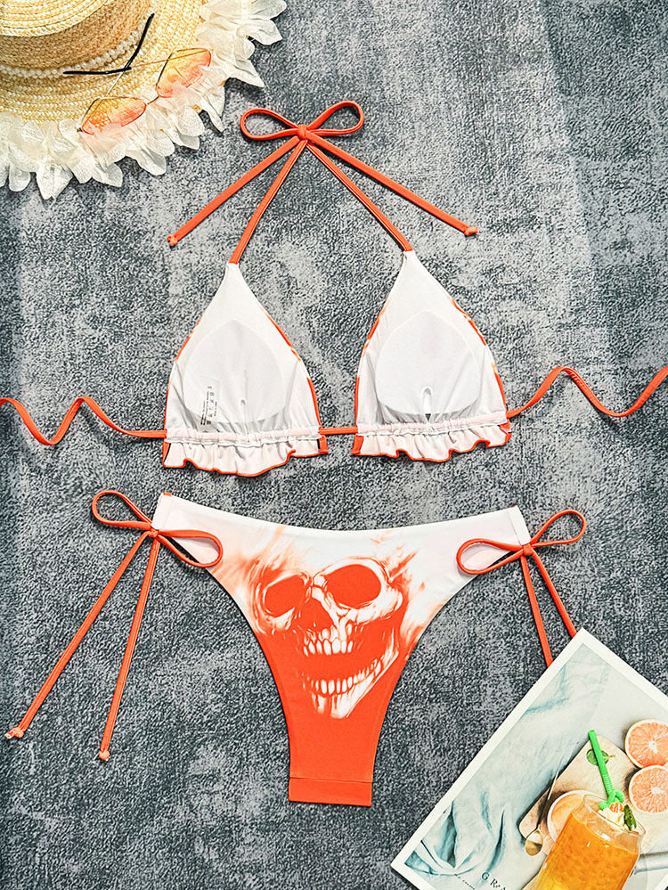 Printed Lace Up Split Bikini Swimsuit for Women Beachwear | noémi